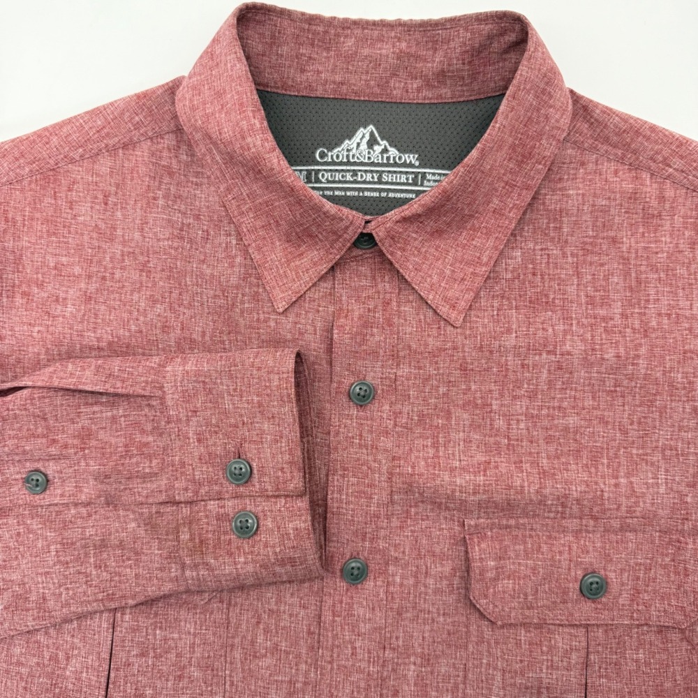 Croft & Barrow Quick-Dry Shirt Mens M Red Heathered Long Sleeve Hiking Utility